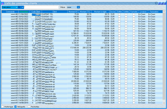 Module historique des commandes